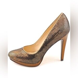 Cole Haan Women's Chelsea Bronze Sequin Glitter Pumps Classic Heels Sz-8B